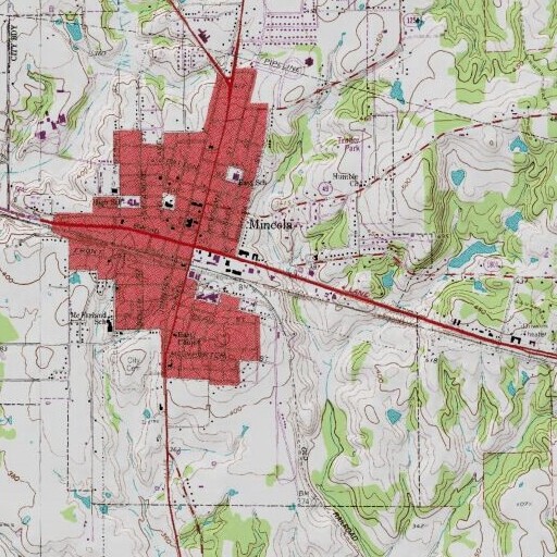 USGS 24K topo map of Mineola Post Office, TX