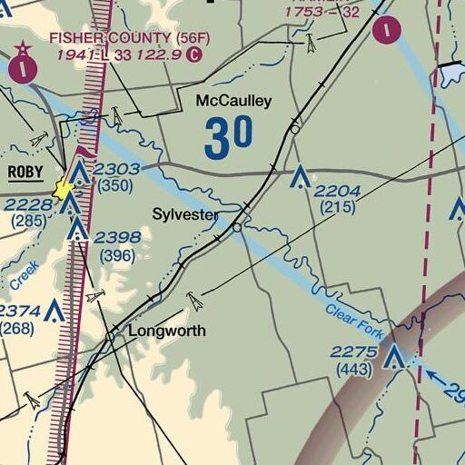 FAA VFR chart of Sylvester Post Office, TX