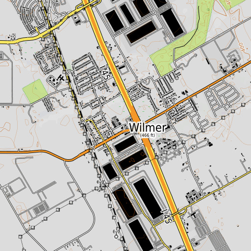 OpenTopoMap map of Wilmer Post Office, TX