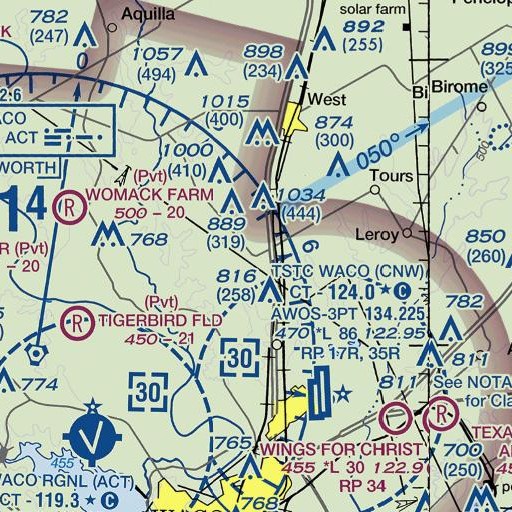 FAA VFR chart of Ross Post Office, TX