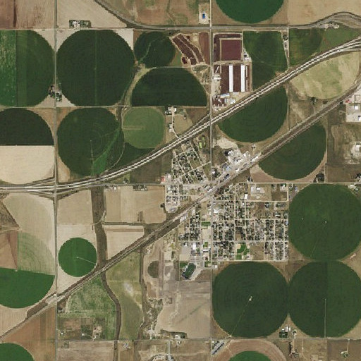 Aerial imagery of Wiggins Post Office, CO