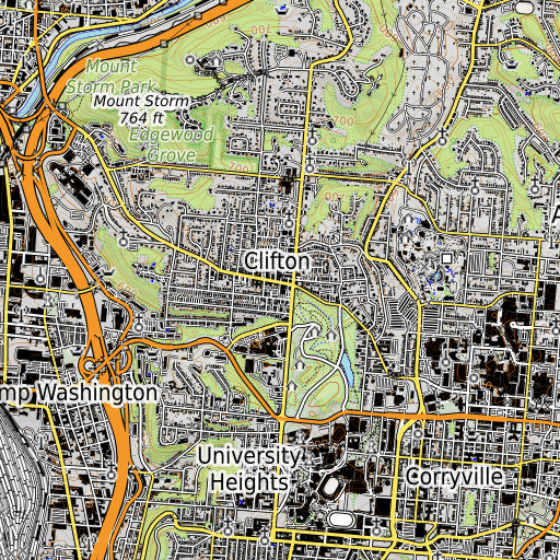 OpenTopoMap map of Esquire Theatre, OH