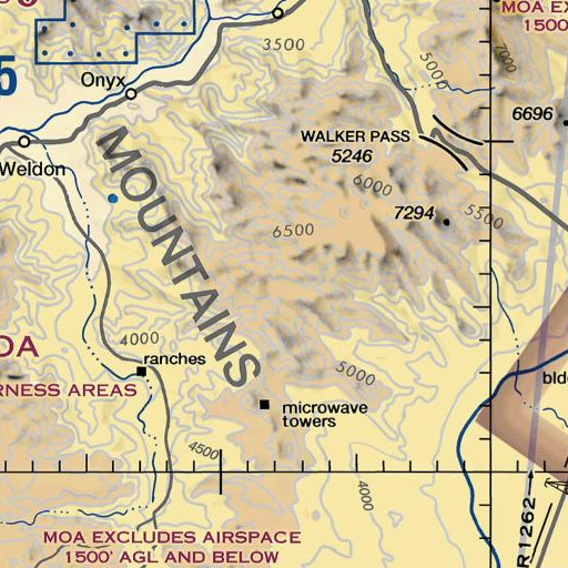 FAA VFR chart of Yellow Jacket Spring, CA