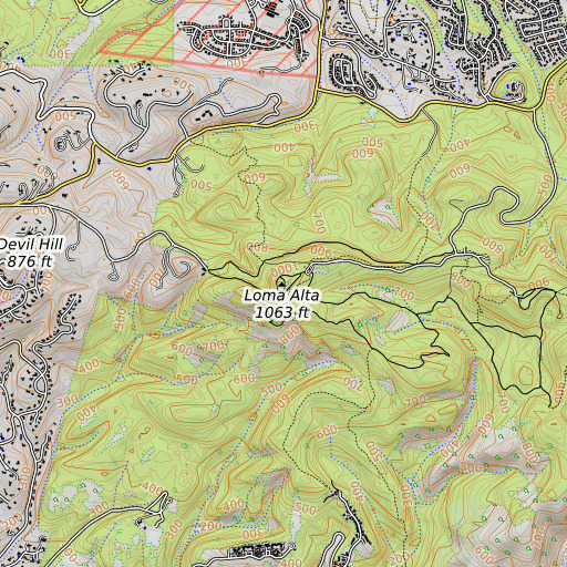 OpenTopoMap map of Loma Alta, CA