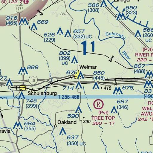 FAA VFR chart of Weimer City Hall, TX