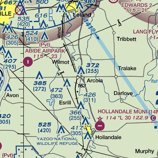 FAA VFR chart of Arcola Post Office, MS