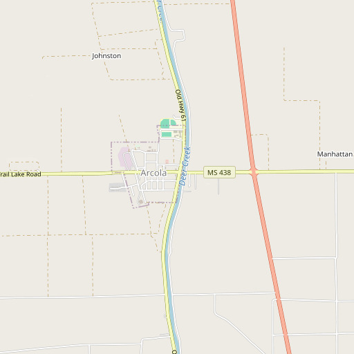 OpenStreetMap map of Arcola Post Office, MS