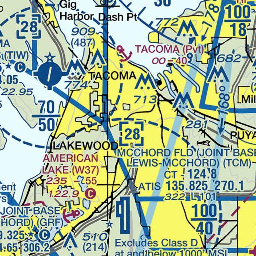 FAA VFR chart of Evergreen Post Office, WA
