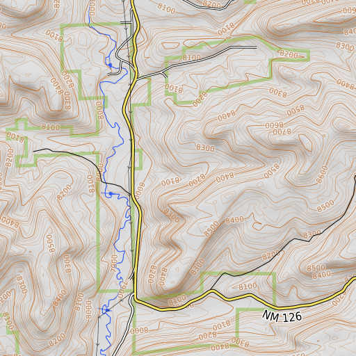 OpenTopoMap map of Barley Spring, NM