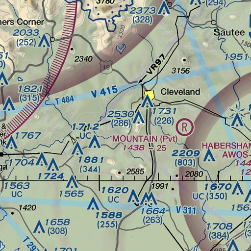 FAA VFR chart of Shine Mountain, GA
