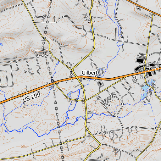 OpenTopoMap map of Gilbert Post Office, PA