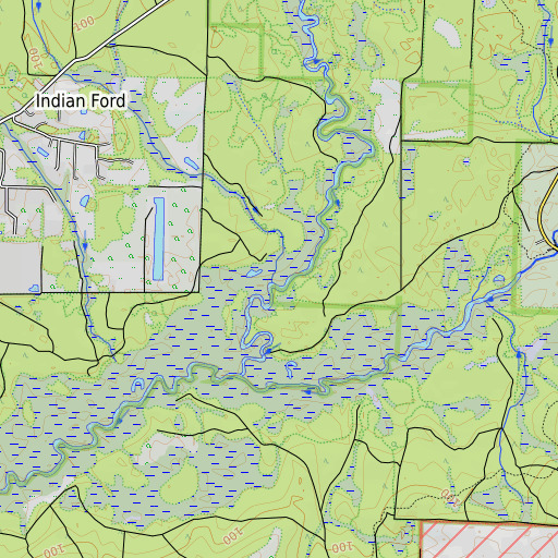 OpenTopoMap map of Adams Spring Branch, FL