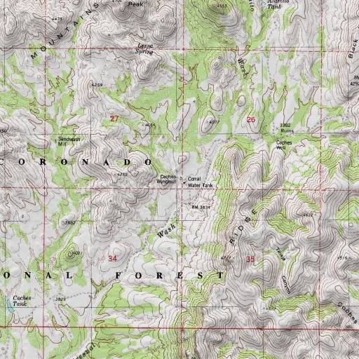 USGS 24K topo map of Coches Windmill, AZ
