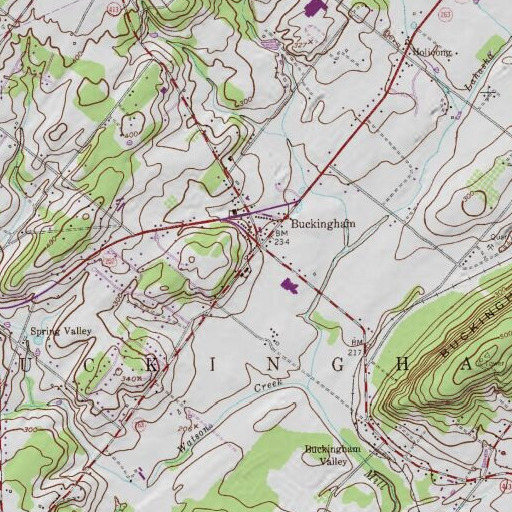 USGS 24K topo map of Buckingham Post Office, PA