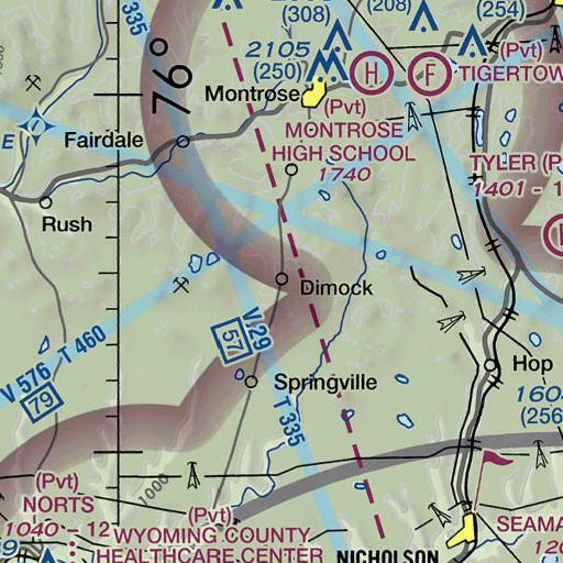 FAA VFR chart of Dimock Post Office, PA