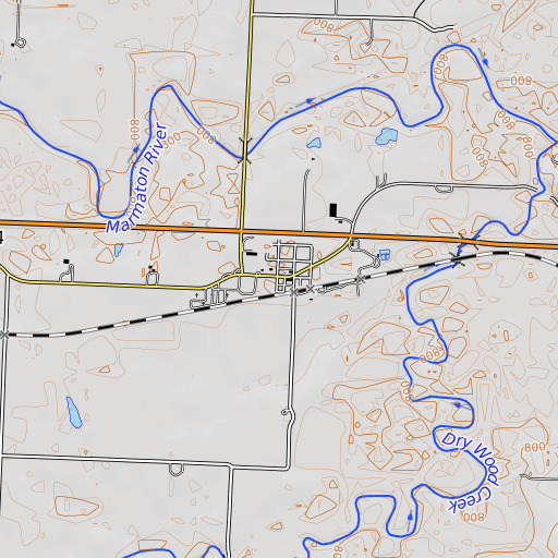 OpenTopoMap map of Deerfield Post Office, MO