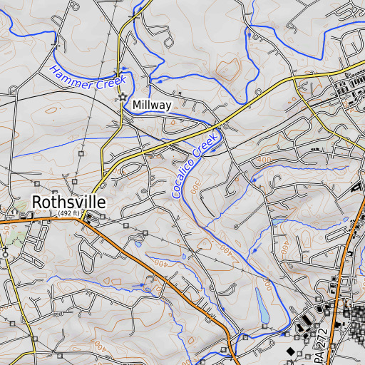 OpenTopoMap map of Millway Run, PA