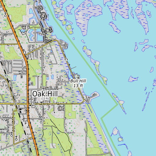 OpenTopoMap map of Bull Hill, FL