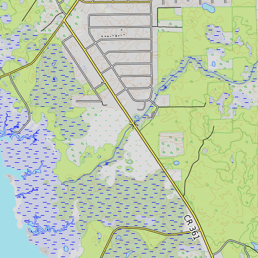 OpenTopoMap map of Clearwater Creek, FL
