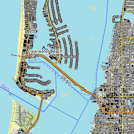 OpenTopoMap map of Clearwater Harbor, FL