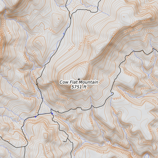 OpenTopoMap map of Cow Flat Mountain, AZ