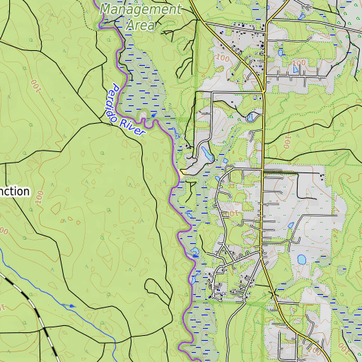 OpenTopoMap map of Cowdevil Creek, FL
