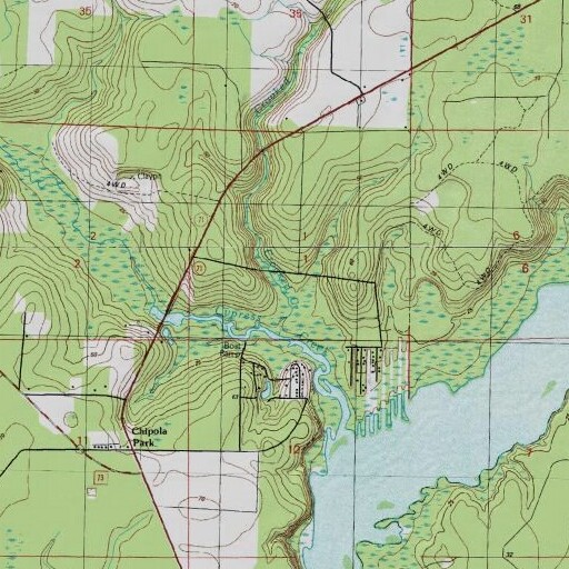 USGS 24K topo map of Crooked Creek, FL