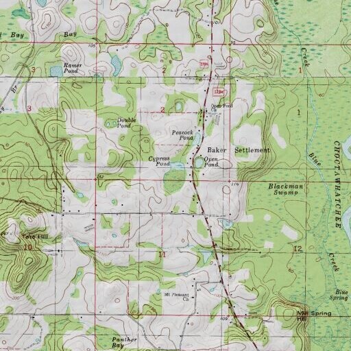 USGS 24K topo map of Cypress Pond, FL