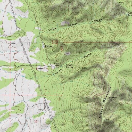 USGS 24K topo map of Coyote Spring, AZ