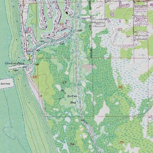 USGS 24K topo map of Dollar Bay, FL
