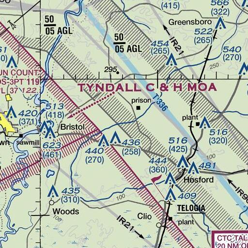FAA VFR chart of East Minnow Branch, FL