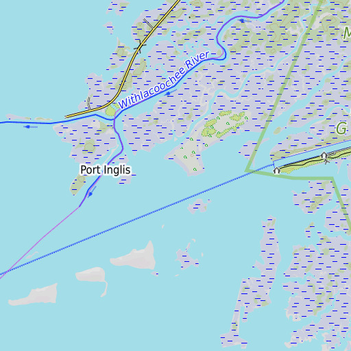 OpenTopoMap map of East Pass, FL