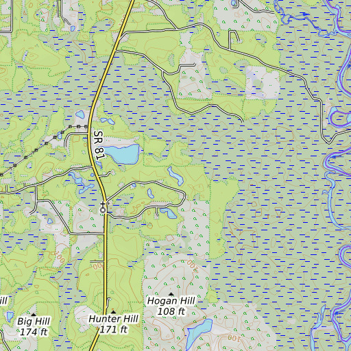 OpenTopoMap map of Gar Pond, FL
