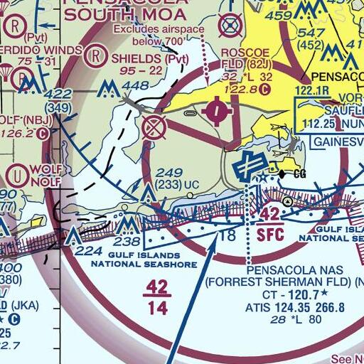 FAA VFR chart of Garcon Swamp, FL
