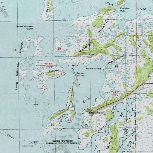 USGS 24K topo map of Garden Island, FL
