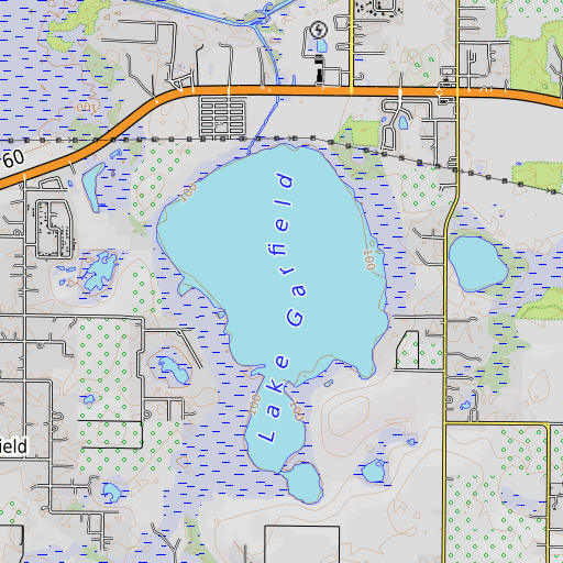 OpenTopoMap map of Lake Garfield, FL
