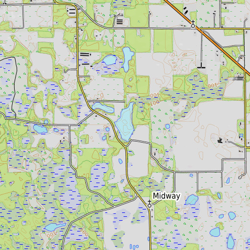 OpenTopoMap map of Garner Lake, FL