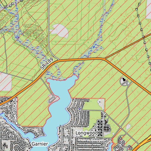 OpenTopoMap map of Garnier Creek, FL