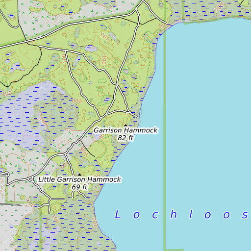 OpenTopoMap map of Garrison Hammock, FL