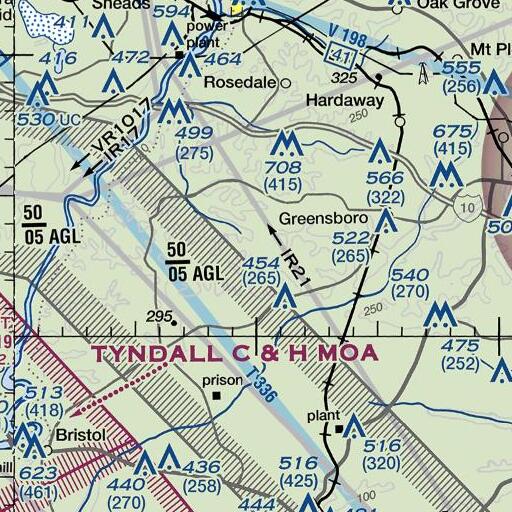 FAA VFR chart of Gause Cemetery, FL