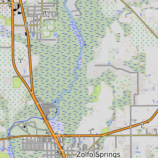 OpenTopoMap map of Hickory Branch, FL