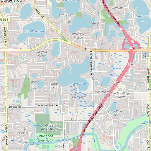 OpenStreetMap map of Lake Irma, FL