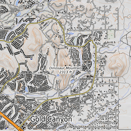 OpenTopoMap map of Dinosaur Mountain, AZ