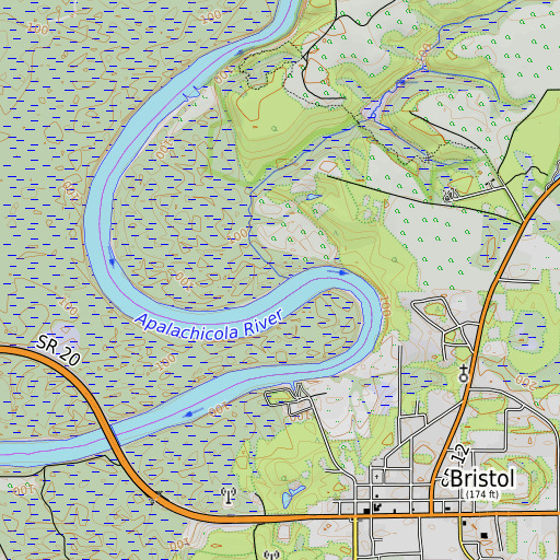 OpenTopoMap map of Kelley Branch, FL