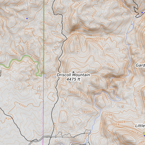 OpenTopoMap map of Driscoll Mountain, AZ