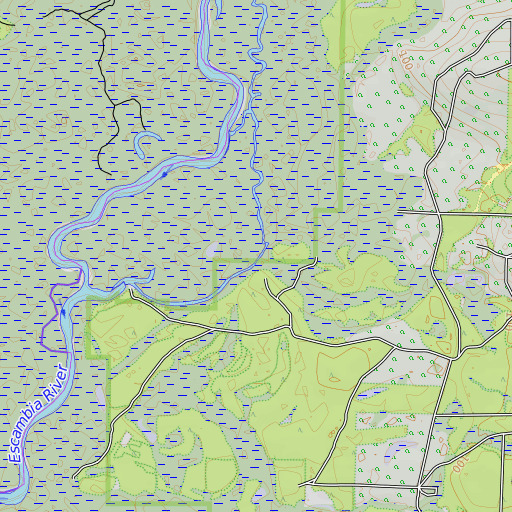 OpenTopoMap map of Malone Hammock Branch, FL