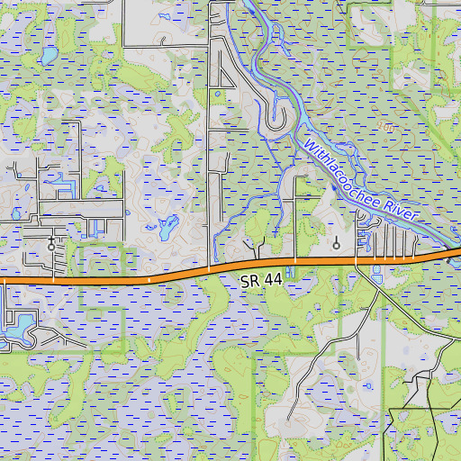 OpenTopoMap map of Moccasin Slough, FL