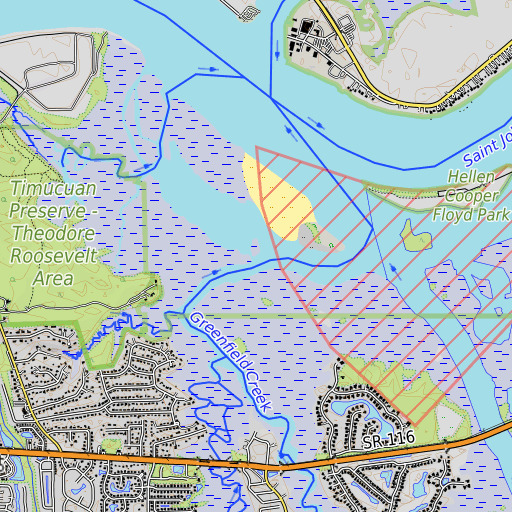 OpenTopoMap map of Mount Pleasant Creek, FL