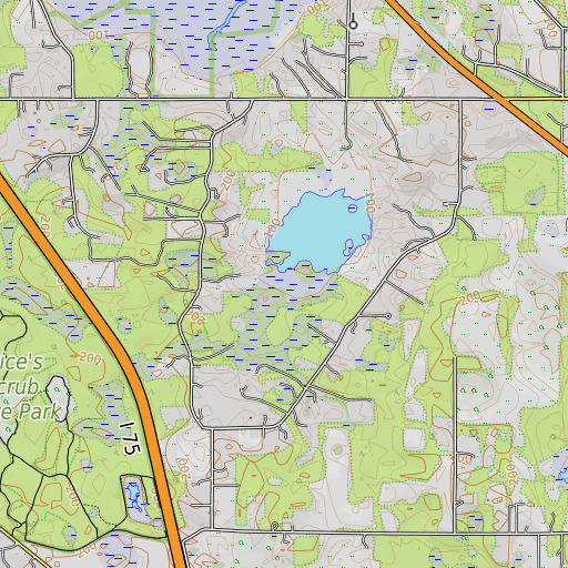 OpenTopoMap map of Oldfield Pond, FL