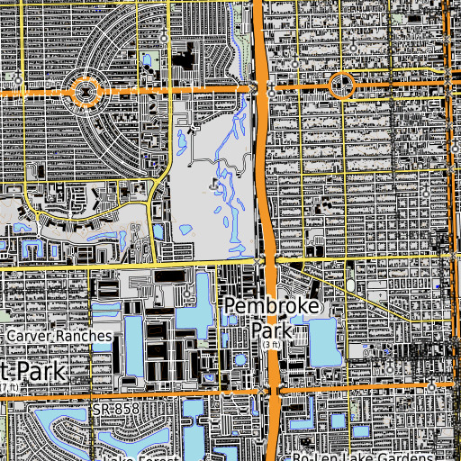 OpenTopoMap map of Orange Brook Golf Course, FL
